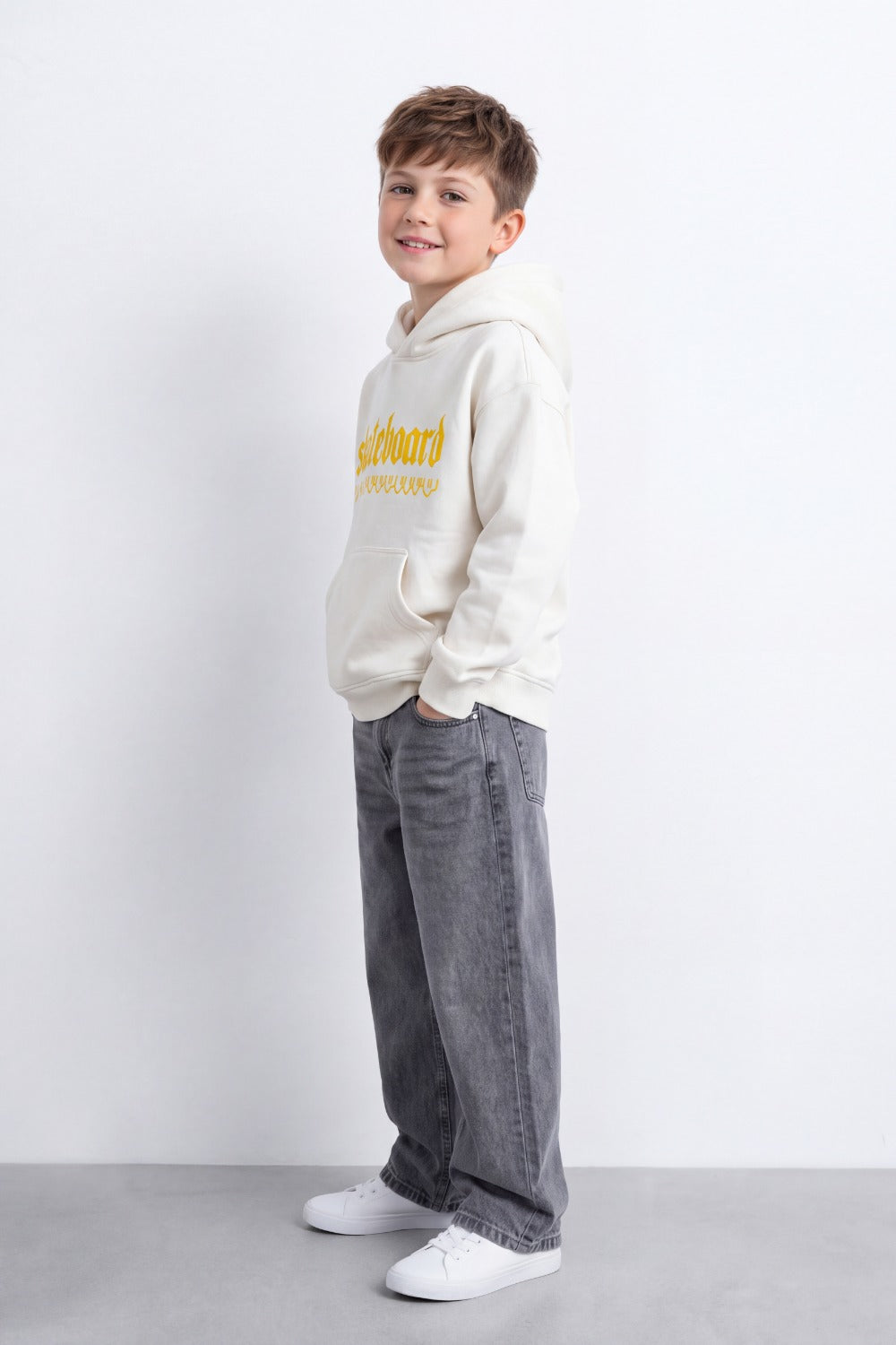Boy's Tomato Store Sweatshirt Hooded Design Skate Duck Back Graphic Melton Over Size