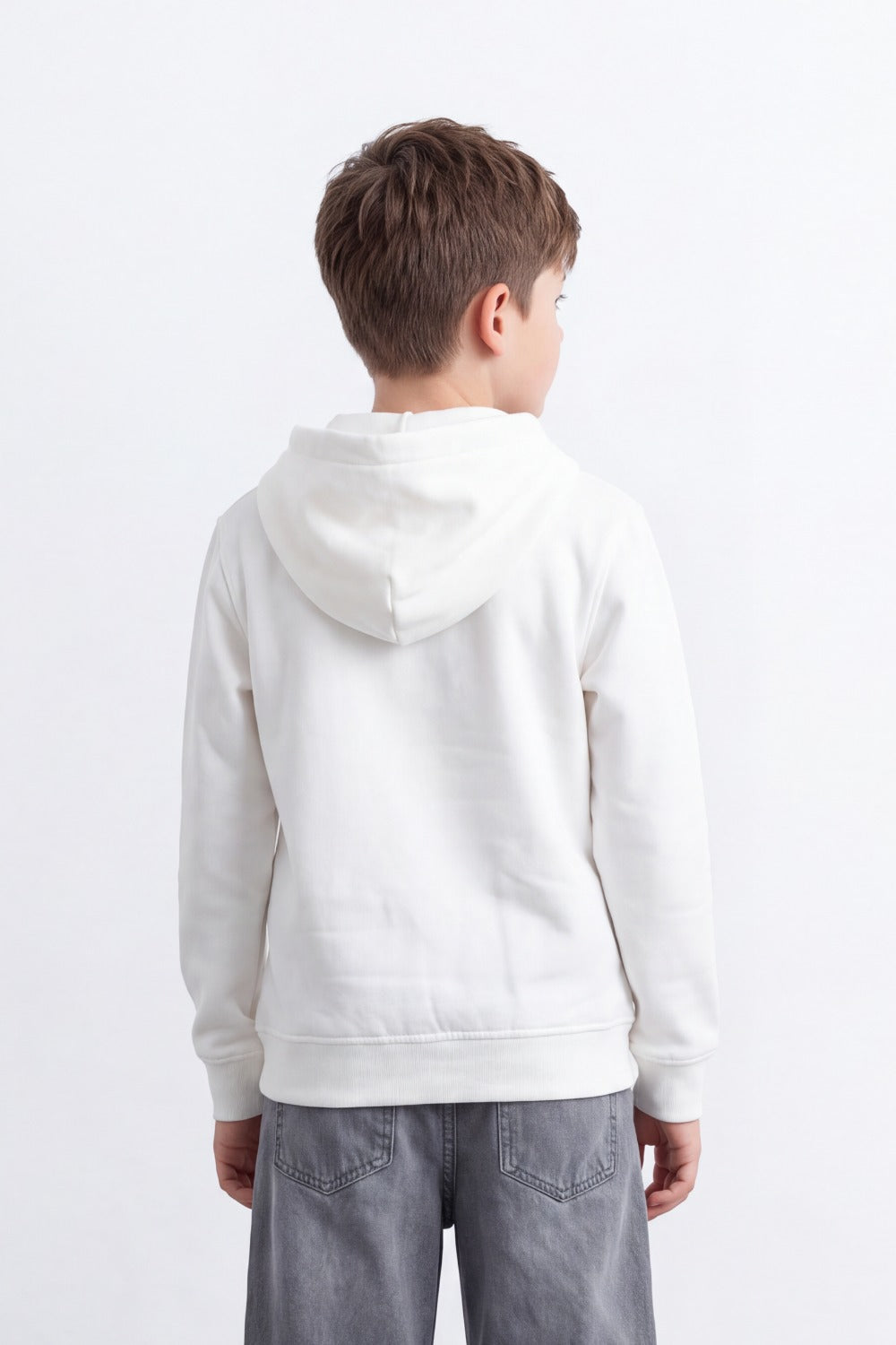 Boy's Tomato Store Sweatshirt Slim Fit Melton Hooded Design Six Seven Robot Front Graphic