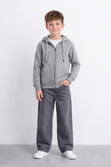 Boy's Tomato Store Melton Fleece Zip Hoodie Long Sleeve Front Pockets Subtle Chest Logo