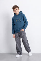 Boy's Tomato Store Sweatshirt Slim Fit Melton Hooded Design Great Things Take Time