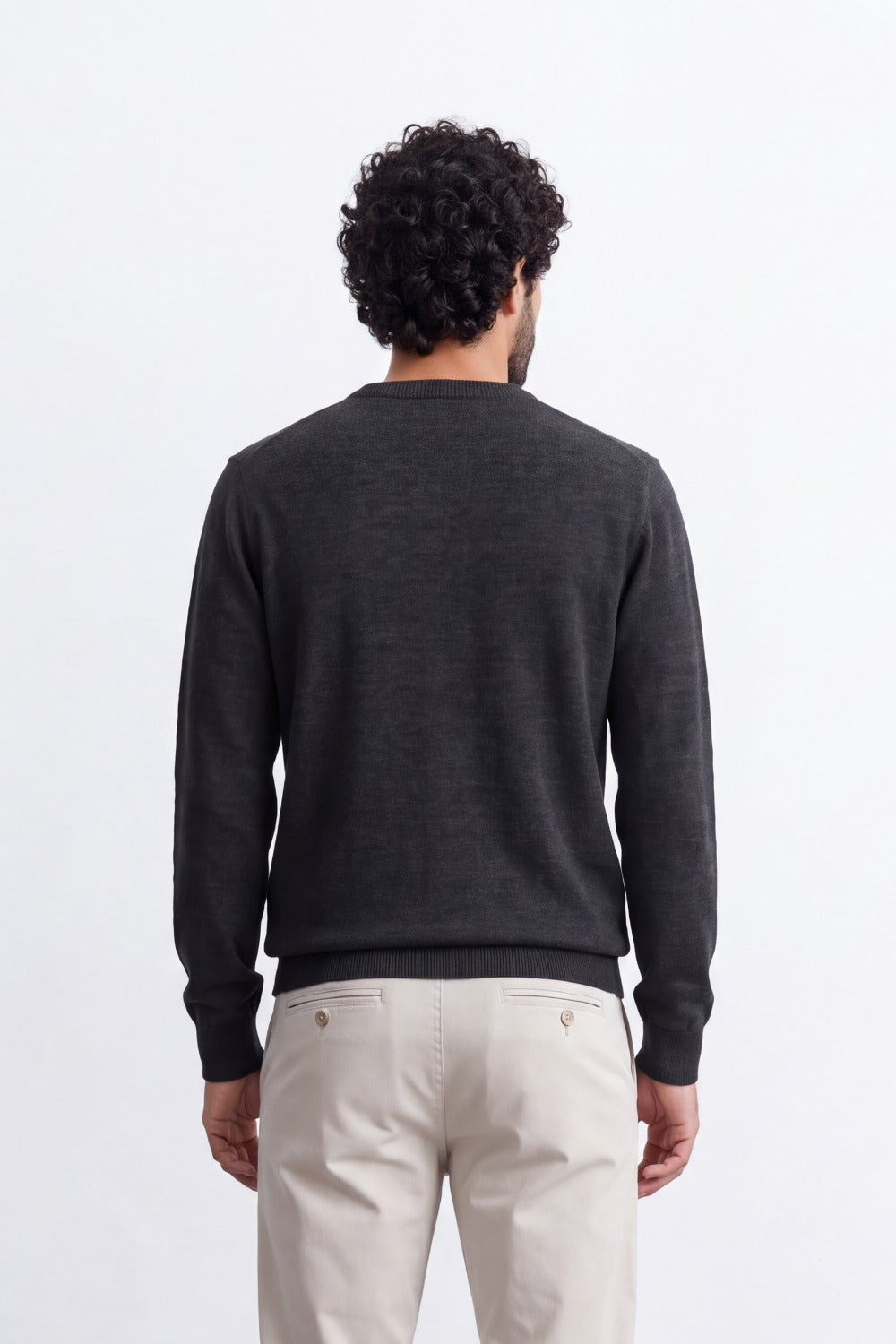 Men's Tomato Store Fine Knit V-Neck Sweater Soft Lightweight Texture Ribbed Cuffs