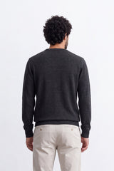 Men's Tomato Store Fine Knit V-Neck Sweater Soft Lightweight Texture Ribbed Cuffs