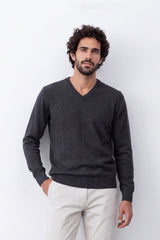 Men's Tomato Store Fine Knit V-Neck Sweater Soft Lightweight Texture Ribbed Cuffs