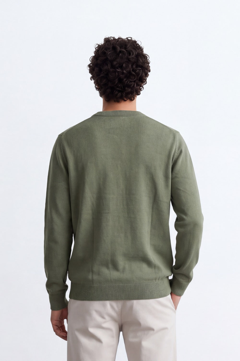 Men's Tomato Store Fine Knit V-Neck Sweater Soft Lightweight Texture Ribbed Cuffs