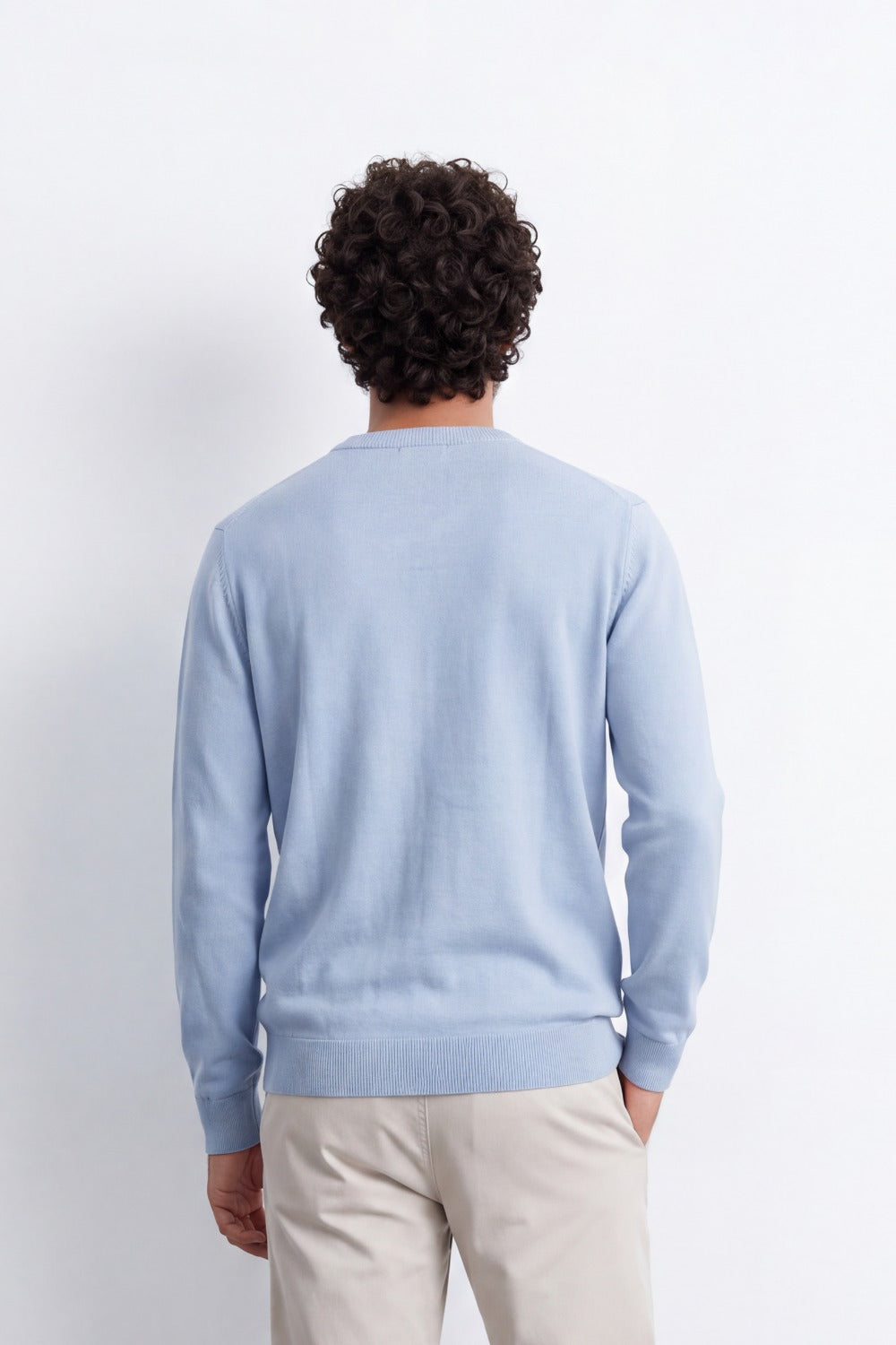 Men's Tomato Store Fine Knit V-Neck Sweater Soft Lightweight Texture Ribbed Cuffs