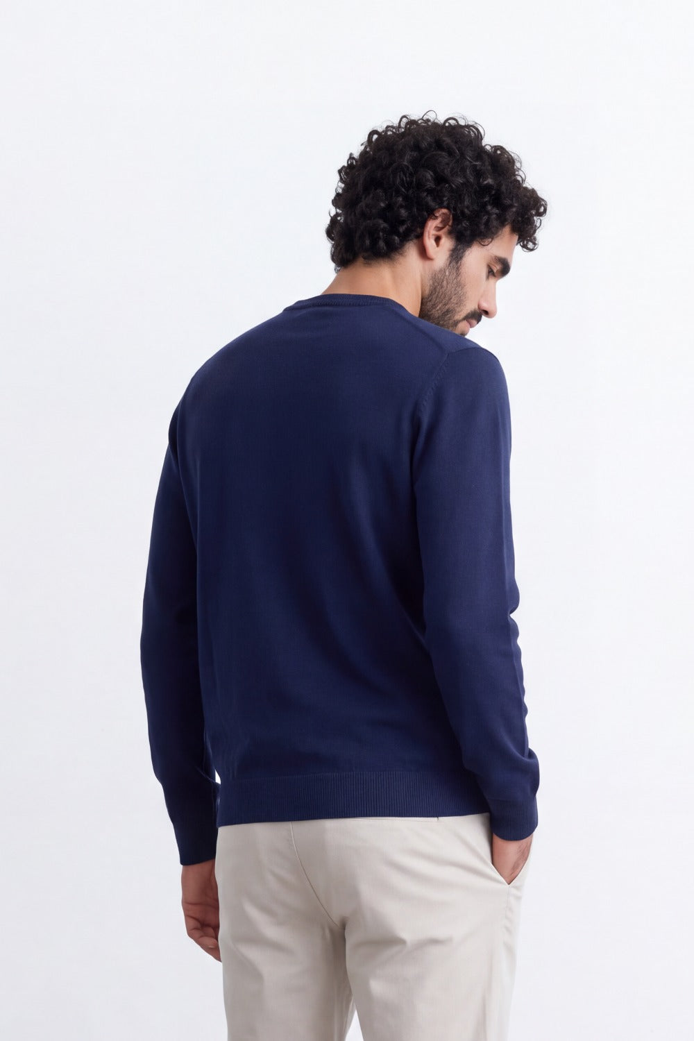 Men's Tomato Store Fine Knit V-Neck Sweater Soft Lightweight Texture Ribbed Cuffs
