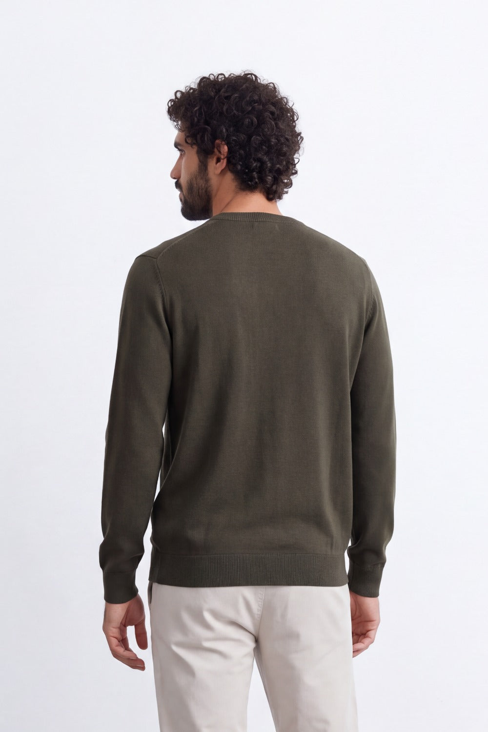 Men's Tomato Store Fine Knit V-Neck Sweater Soft Lightweight Texture Ribbed Cuffs