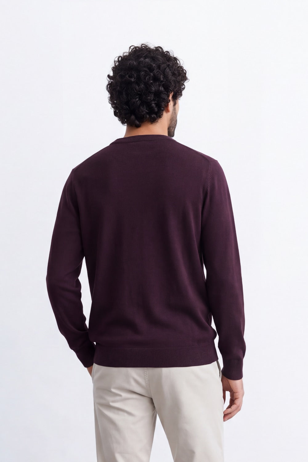 Men's Tomato Store Fine Knit V-Neck Sweater Soft Lightweight Texture Ribbed Cuffs