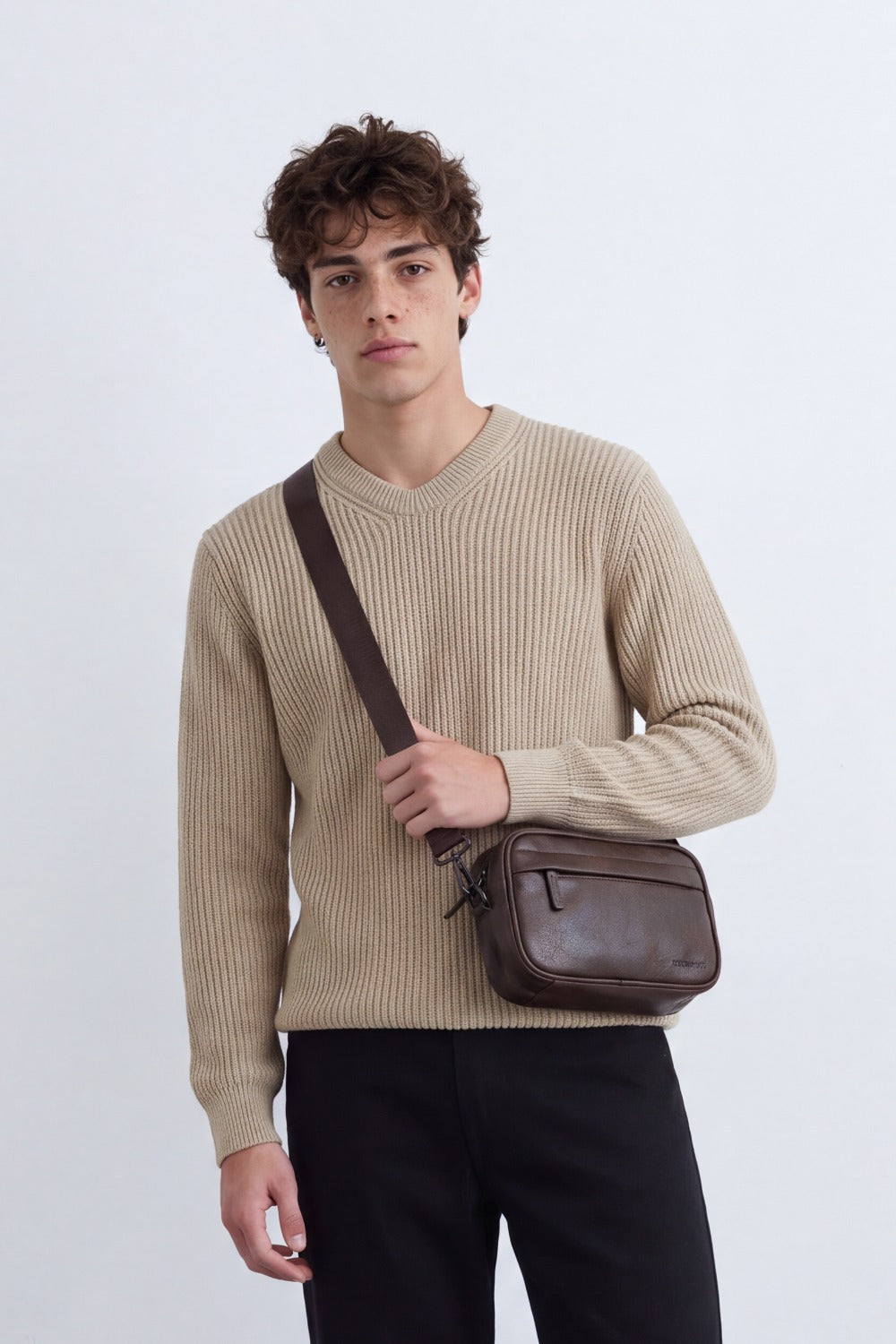 Men's Tomato Store Ribbed Knit Pullover V-Neck Clean Textured Finish
