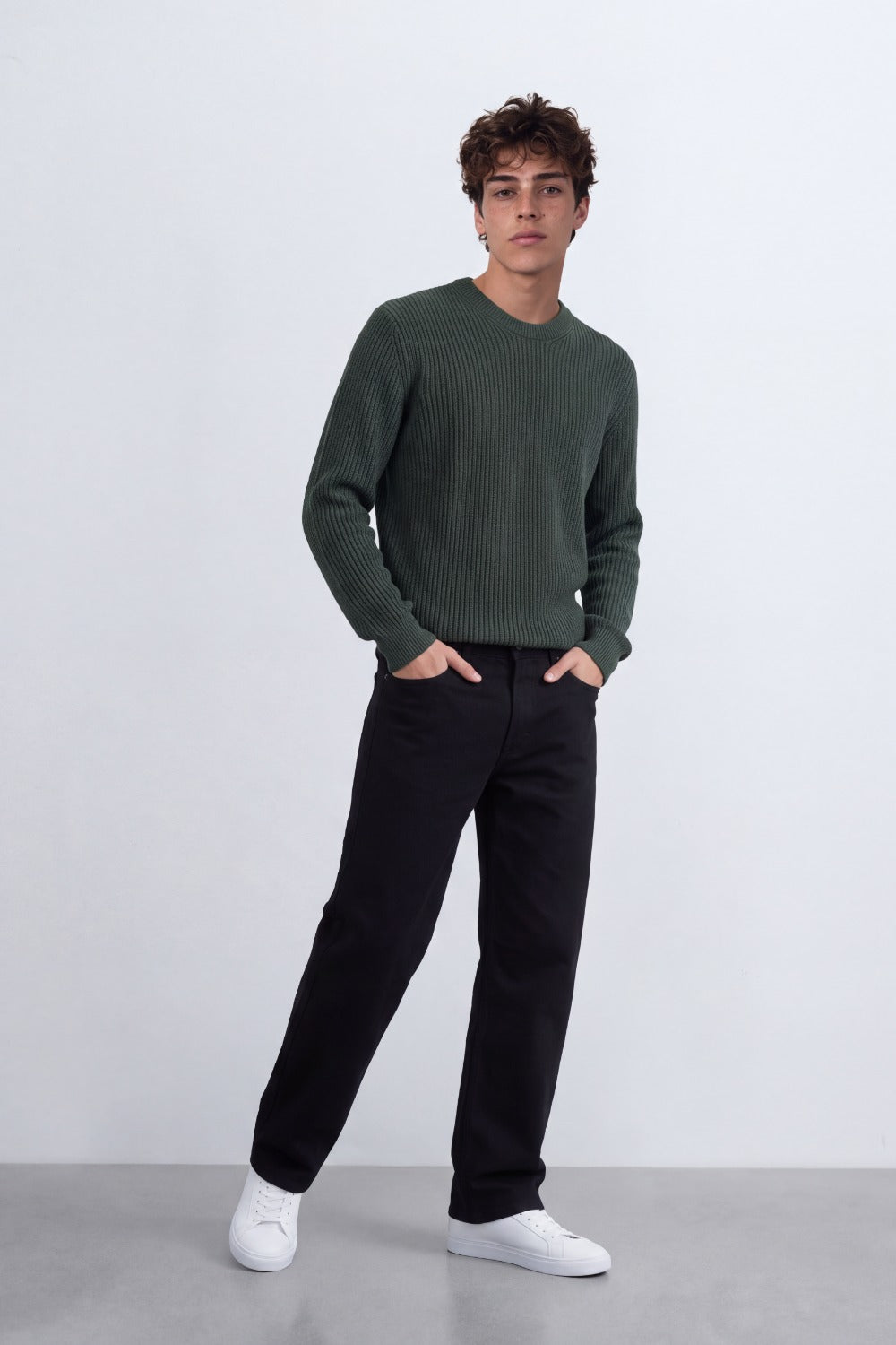 Men's Tomato Store Ribbed Knit Pullover V-Neck Clean Textured Finish