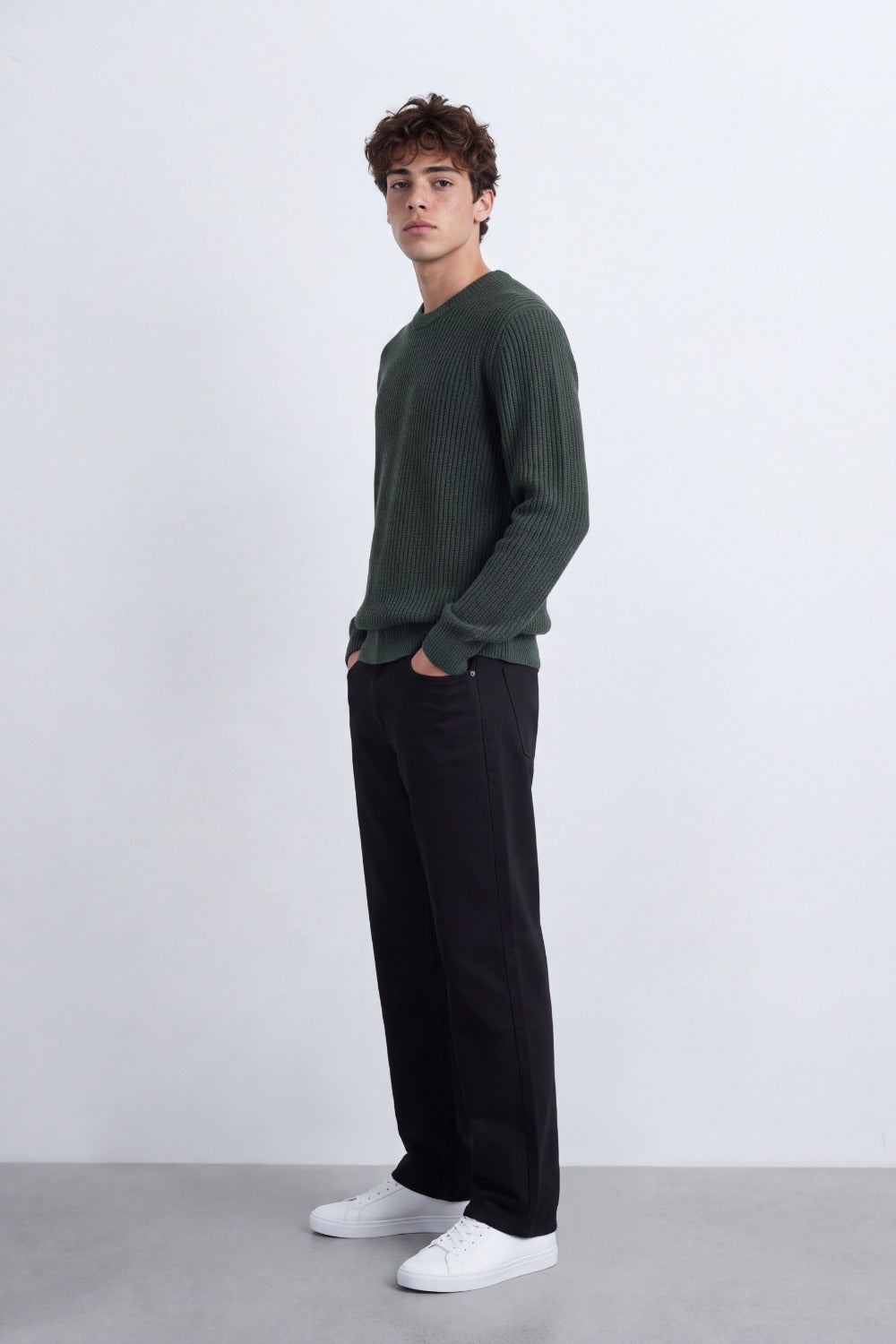 Men's Tomato Store Ribbed Knit Pullover V-Neck Clean Textured Finish