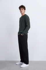 Men's Tomato Store Ribbed Knit Pullover V-Neck Clean Textured Finish