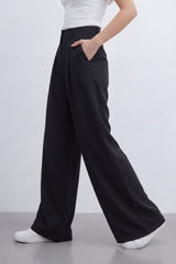 Women’s Tomato Store Tailored Flow Pants With Soft Draped Twill Texture Plain Solid Dye Surface Front Pleat Detail