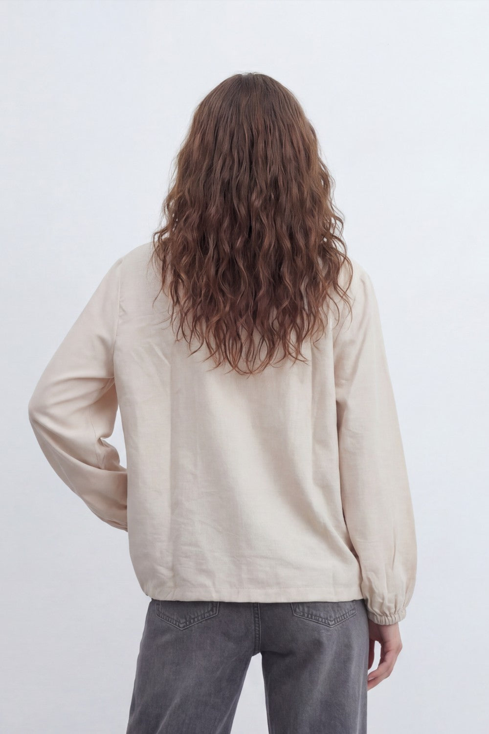 Women’s Tomato Store Soft Utility Jacket With Washed Linen Look Texture Plain Solid Surface Front Button Closure Flap Pocket Detail