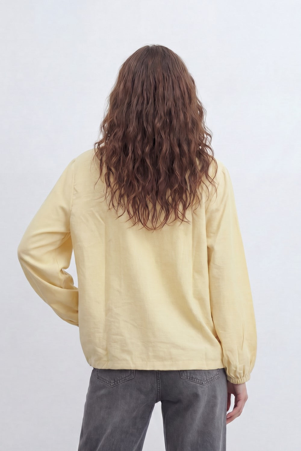 Women’s Tomato Store Soft Utility Jacket With Washed Linen Look Texture Plain Solid Surface Front Button Closure Flap Pocket Detail
