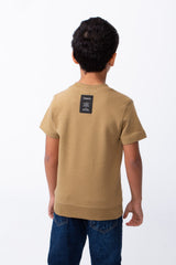 Boy's Short-Sleeve T-Shirt Tomato Store Textured Knit Fabric Ribbed Crew Neckline Breathable Material Slim Comfy Fit