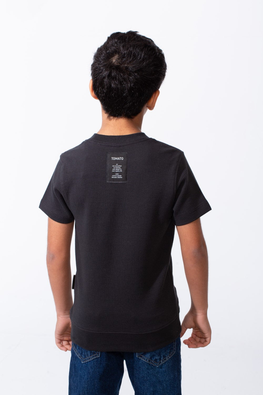 Boy's Short-Sleeve T-Shirt Tomato Store Textured Knit Fabric Ribbed Crew Neckline Breathable Material Slim Comfy Fit