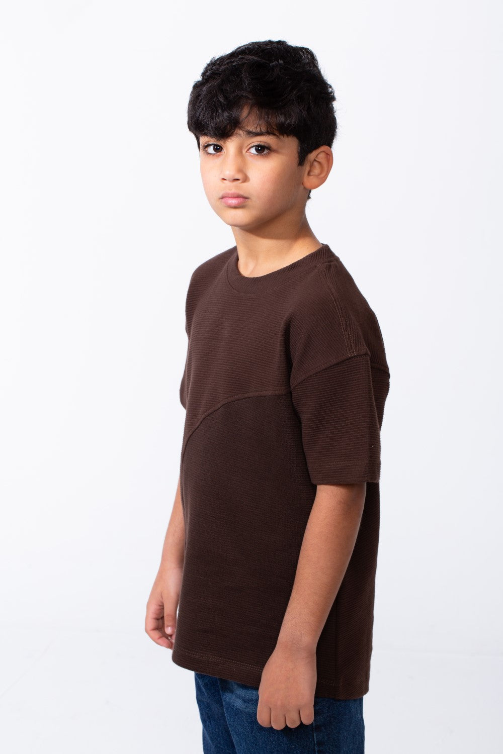 Boy's Short-Sleeve T-Shirt Dual-Tone Design Knit Fabric Crew Neckline Sporty Look Slim Fit Tomato Store
