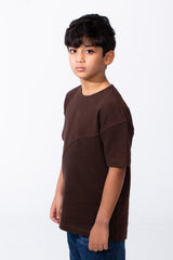 Boy's Short-Sleeve T-Shirt Dual-Tone Design Knit Fabric Crew Neckline Sporty Look Slim Fit Tomato Store