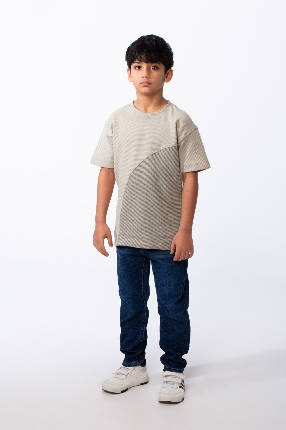 Boy's Short-Sleeve T-Shirt Dual-Tone Design Knit Fabric Crew Neckline Sporty Look Slim Fit Tomato Store