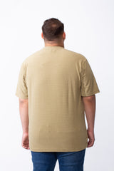 Men's Big Size Tomato Store Short Sleeve T-Shirt Classic Ribbed Crew Neckline Breathable Fabric Textured Pattern