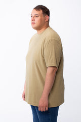 Men's Big Size Tomato Store Short Sleeve T-Shirt Classic Ribbed Crew Neckline Breathable Fabric Textured Pattern