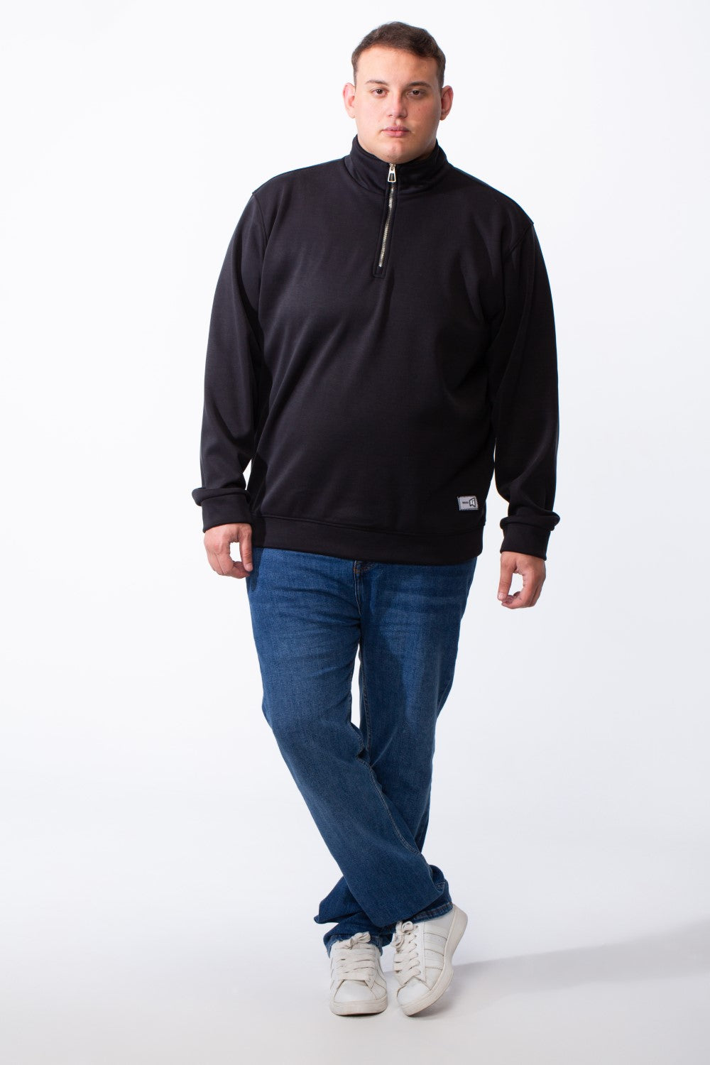 Men's Half Zip With High Neck Polo Design Long Sleeve Daily Wear Practical Big Size Sweatshirt Tomato Store