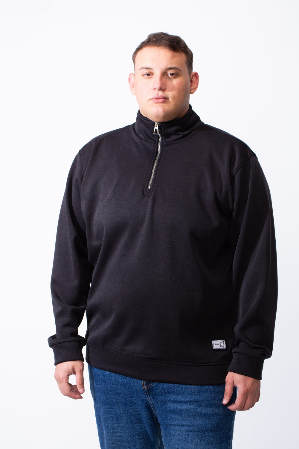 Men's Half Zip With High Neck Polo Design Long Sleeve Daily Wear Practical Big Size Sweatshirt Tomato Store