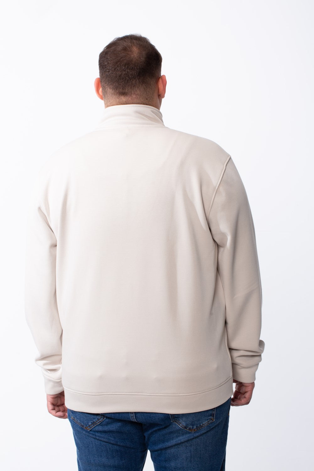 Men's Half Zip With High Neck Polo Design Long Sleeve Daily Wear Practical Big Size Sweatshirt Tomato Store