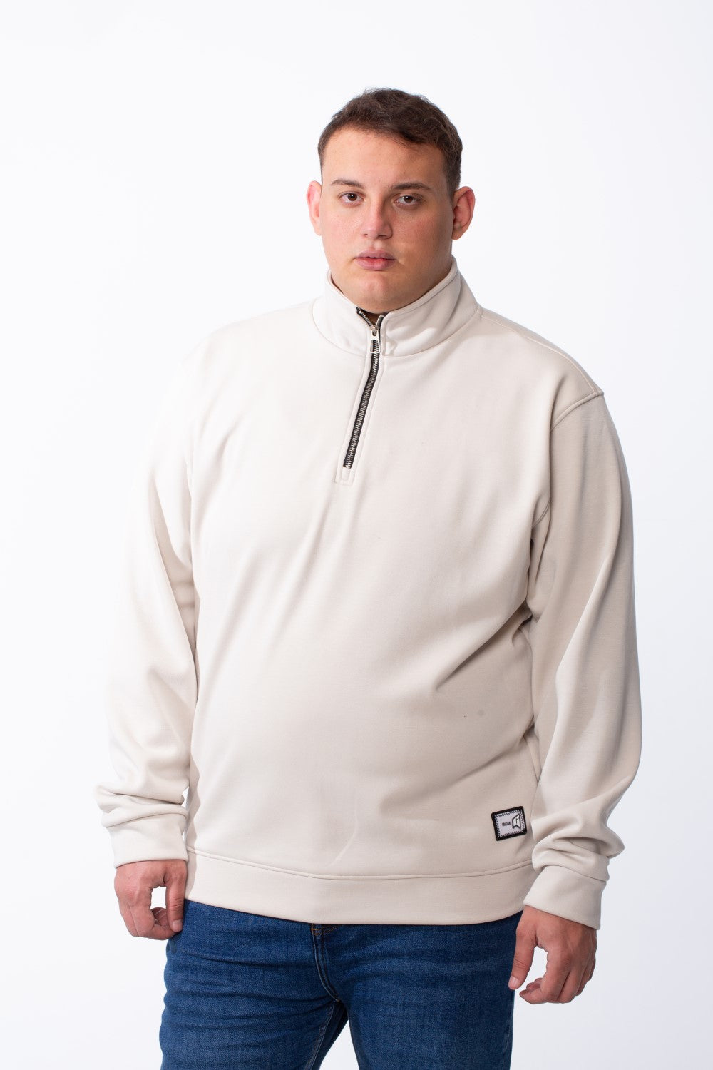 Men's Half Zip With High Neck Polo Design Long Sleeve Daily Wear Practical Big Size Sweatshirt Tomato Store