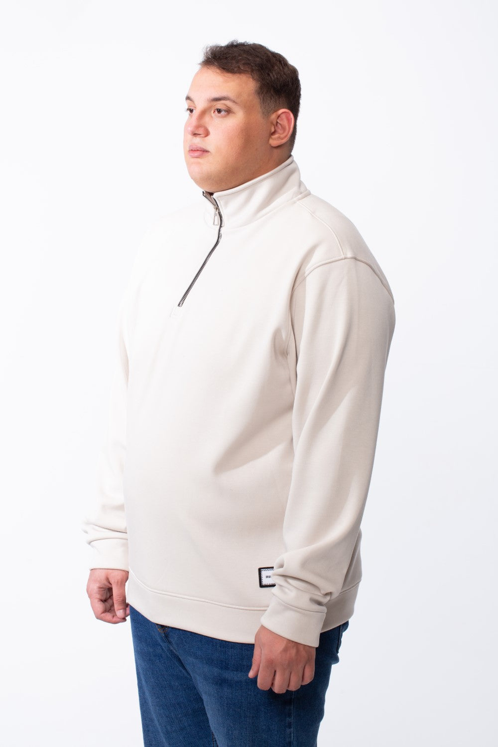 Men's Half Zip With High Neck Polo Design Long Sleeve Daily Wear Practical Big Size Sweatshirt Tomato Store