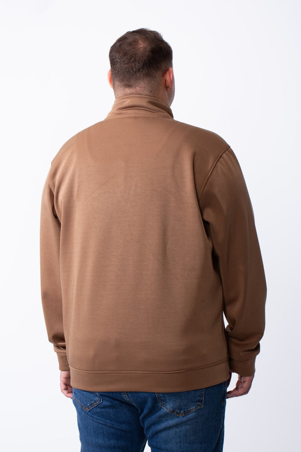 Men's Half Zip With High Neck Polo Design Long Sleeve Daily Wear Practical Big Size Sweatshirt Tomato Store