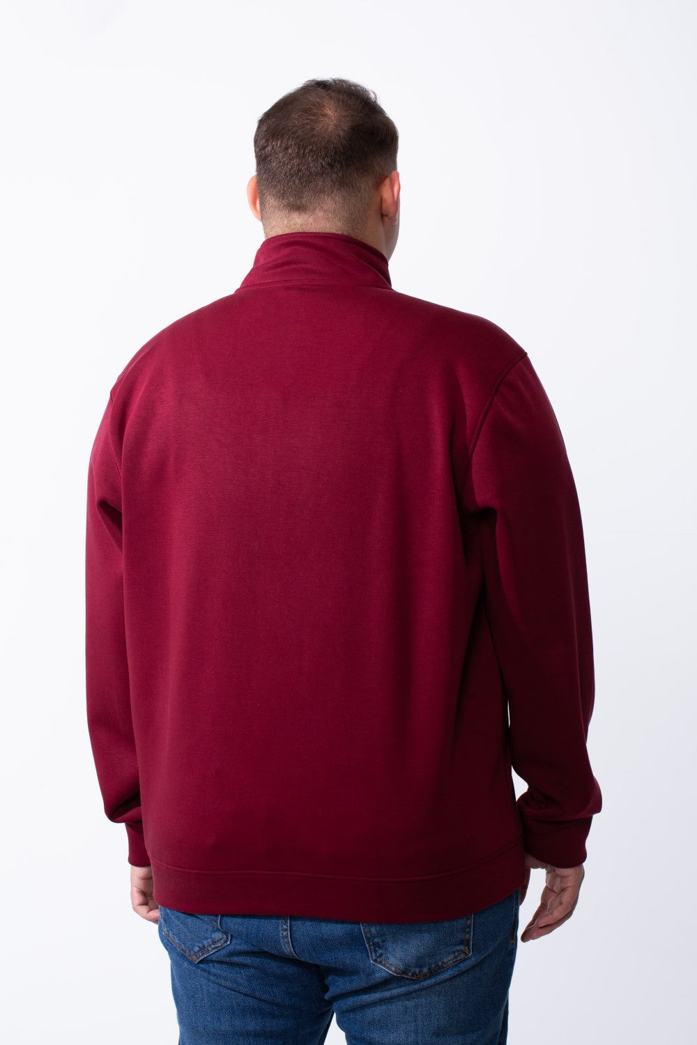 Men's Half Zip With High Neck Polo Design Long Sleeve Daily Wear Practical Big Size Sweatshirt Tomato Store