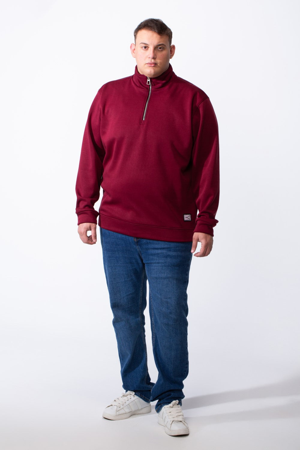 Men's Half Zip With High Neck Polo Design Long Sleeve Daily Wear Practical Big Size Sweatshirt Tomato Store