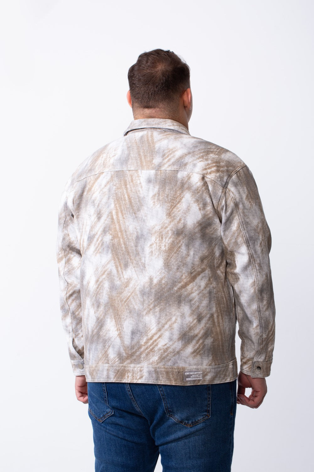 Men's Tomato Store Long Sleeve Classic Neck With Marble Pattern Flap Closure Chest Pockets Textured Fabric Big Size Jacket