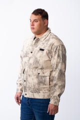 Men's Classic Neck With Marble Pattern Flap Closure Chest Pockets Textured Ripped Fabric Tomato Store Big Size Slim Fit Jacket