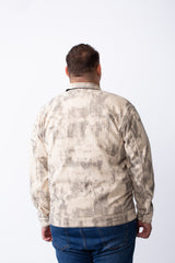 Men's Classic Neck With Marble Pattern Flap Closure Chest Pockets Textured Ripped Fabric Tomato Store Big Size Slim Fit Jacket