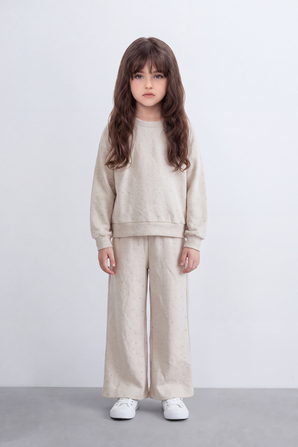 Girl's Tomato Store Outfit Set Melton Oversize Subtle Allover Dot Detail