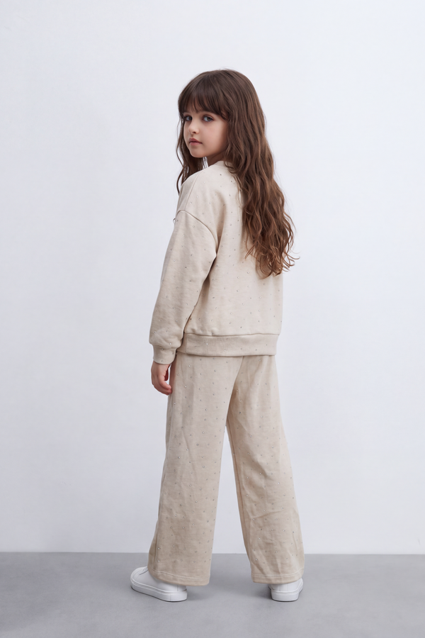 Girl's Tomato Store Outfit Set Melton Oversize Subtle Allover Dot Detail