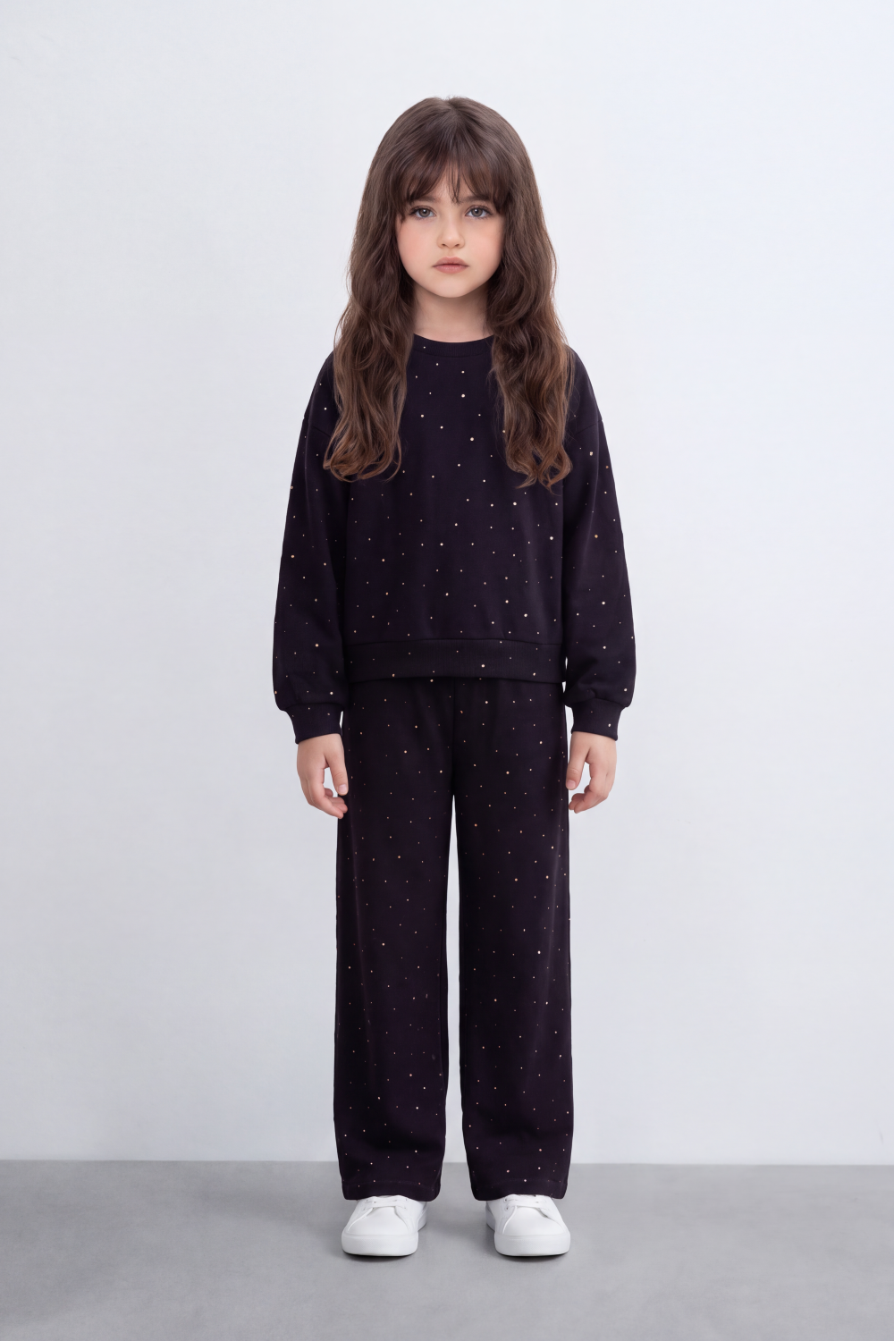 Girl's Tomato Store Outfit Set Melton Oversize Subtle Allover Dot Detail