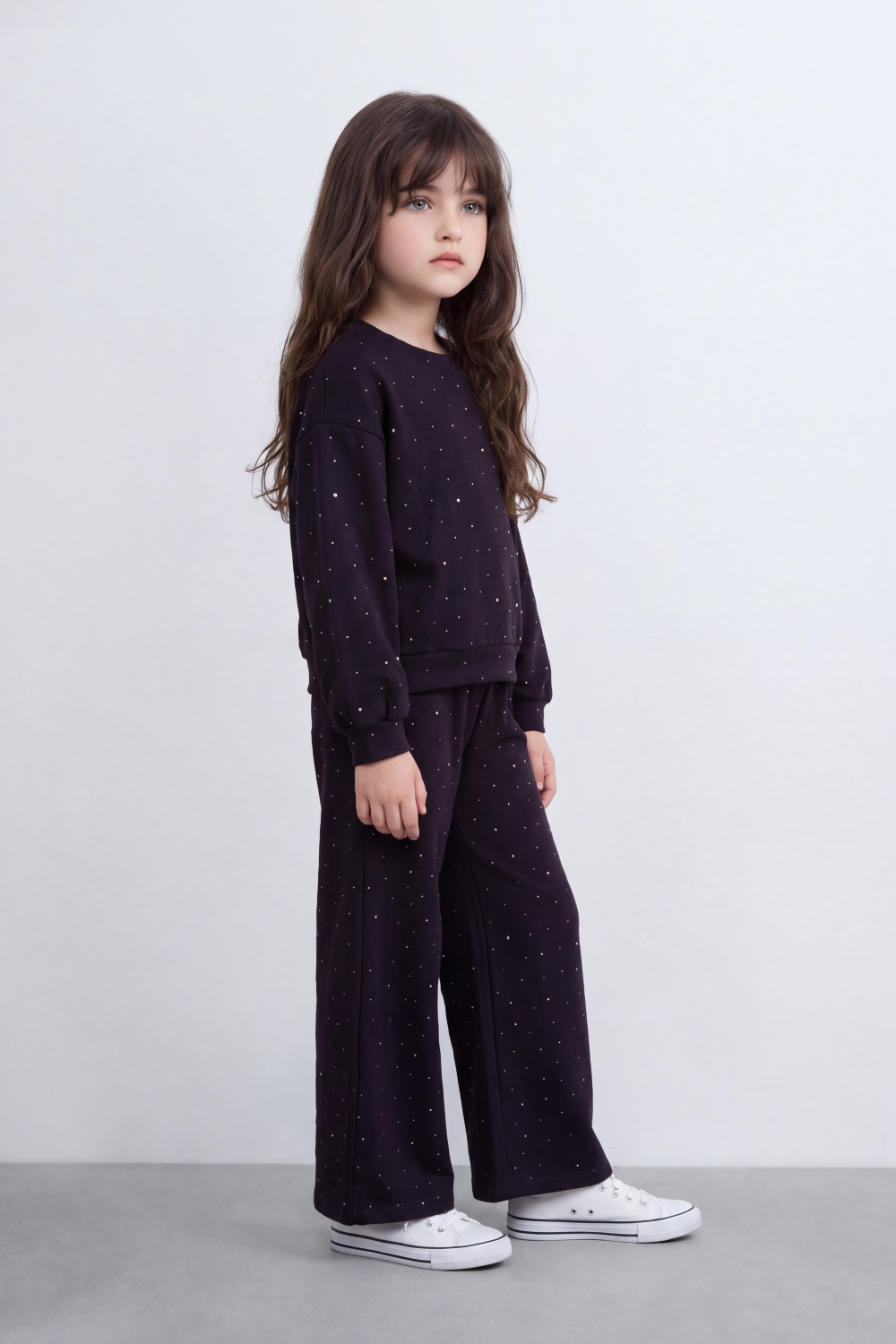 Girl's Tomato Store Outfit Set Melton Oversize Subtle Allover Dot Detail