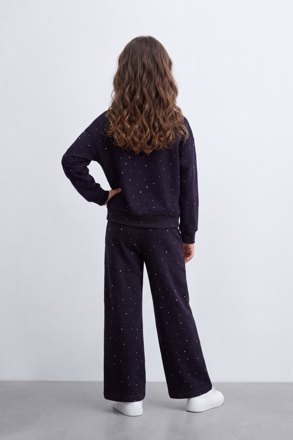 Girl's Tomato Store Outfit Set Melton Oversize Subtle Allover Dot Detail