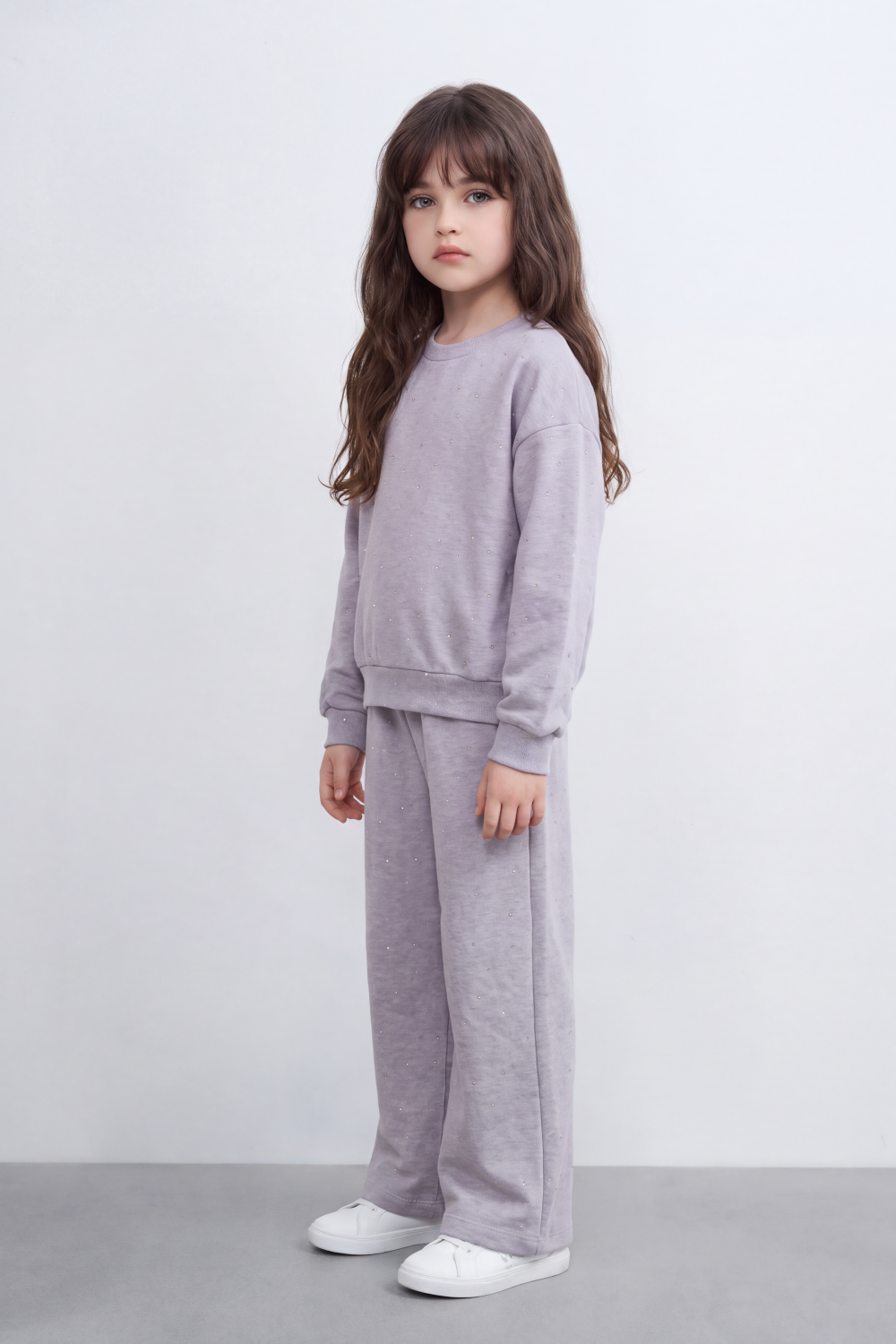 Girl's Tomato Store Outfit Set Melton Oversize Subtle Allover Dot Detail