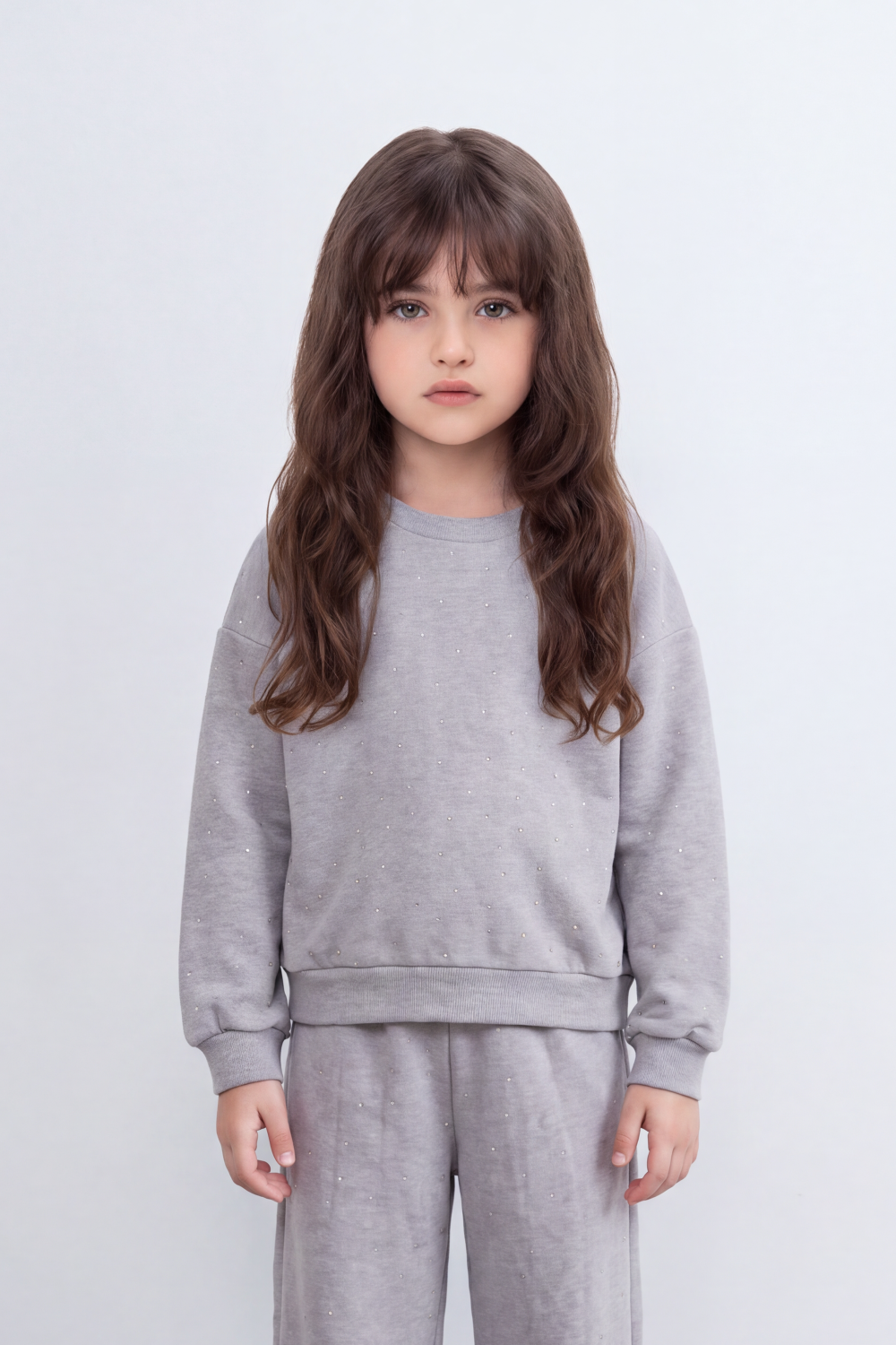 Girl's Tomato Store Outfit Set Melton Oversize Subtle Allover Dot Detail
