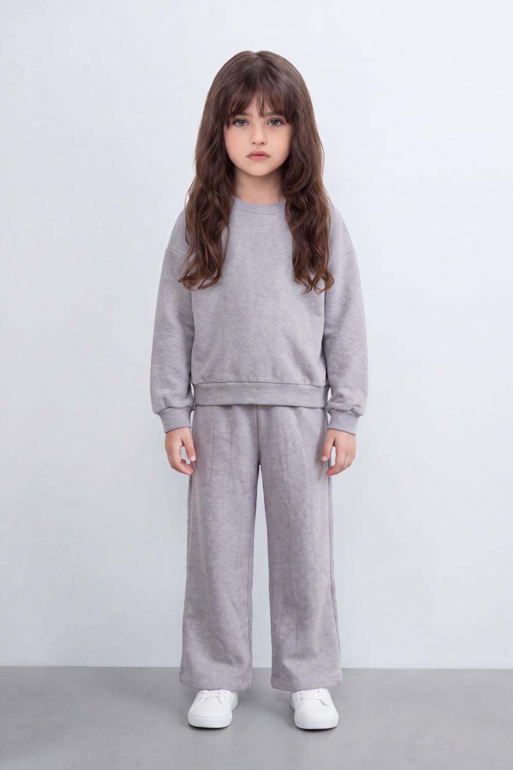 Girl's Tomato Store Outfit Set Melton Oversize Subtle Allover Dot Detail