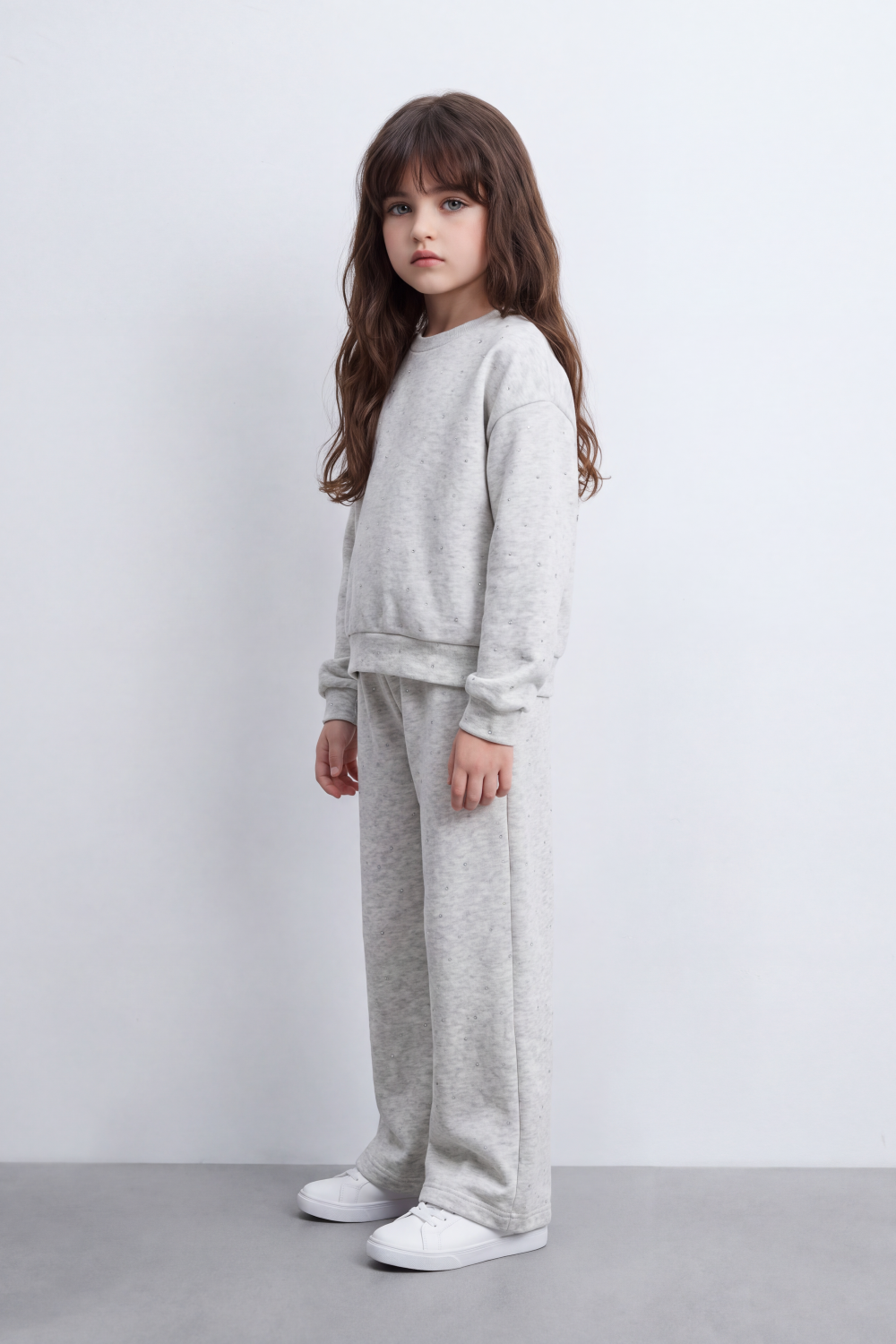Girl's Tomato Store Outfit Set Melton Oversize Subtle Allover Dot Detail