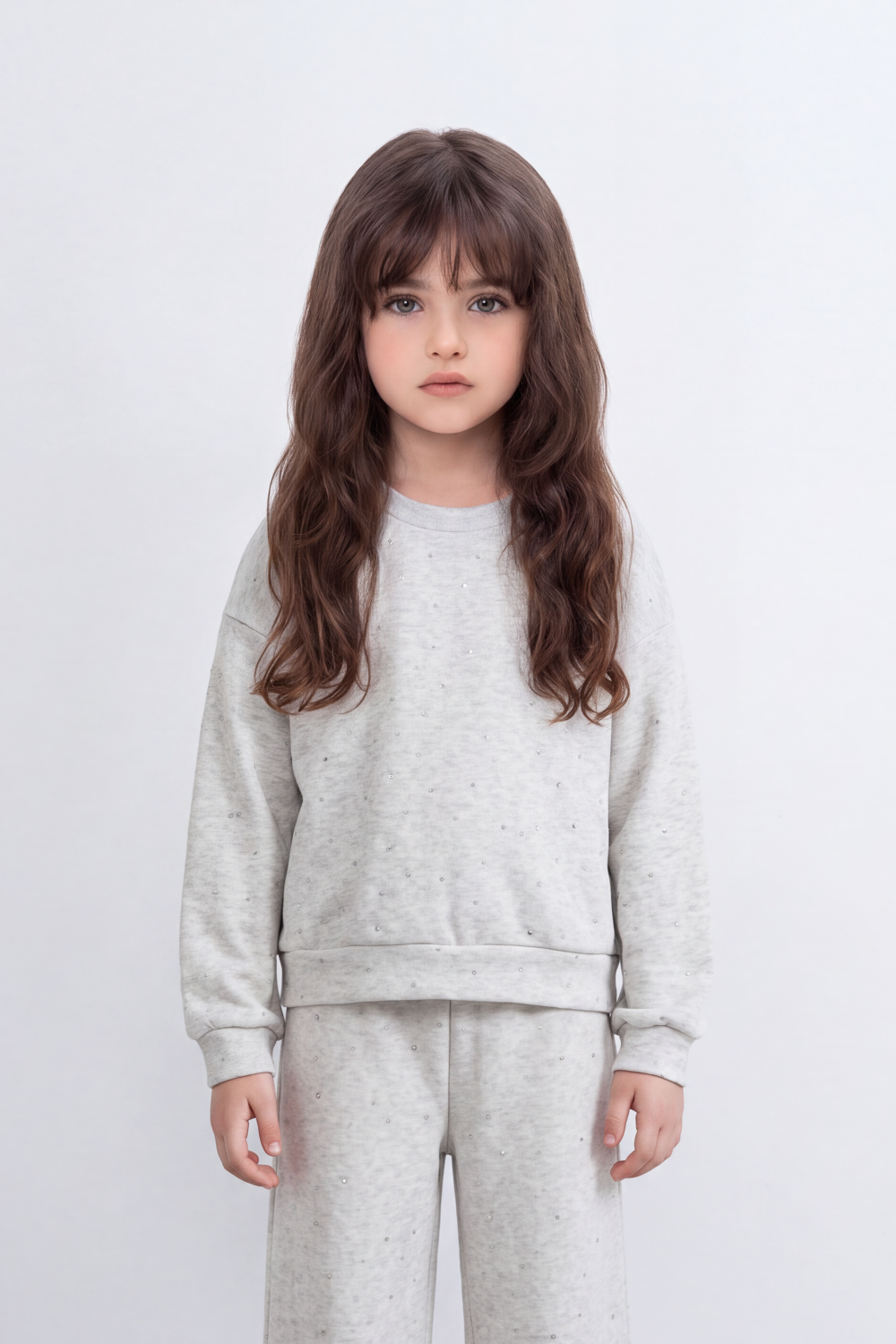 Girl's Tomato Store Outfit Set Melton Oversize Subtle Allover Dot Detail