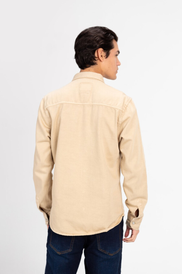 Men's Long Sleeved Gabardine Shirt With Front Pockets