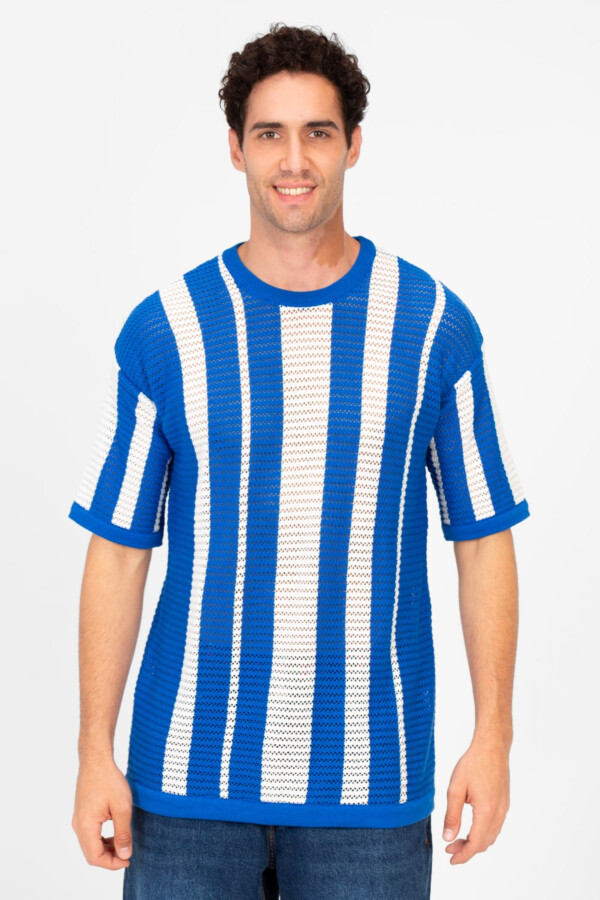 Men's Striped Round Neck Half Sleeve T-shirt