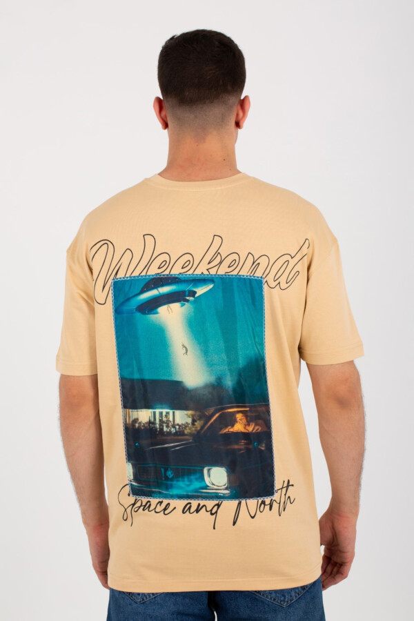 تيشرت رجالي اوفر سايز بطباعة أمامية وخلفية وخامة سمر ميلتون